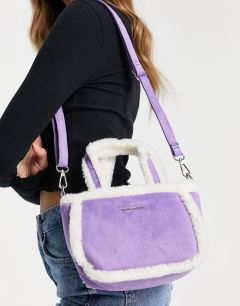 Фиолетовая сумочка-тоут из искусственной овчины Bershka-Фиолетовый цвет