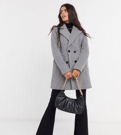 Двубортное пальто-бушлат Fashion Union Petite-Серый