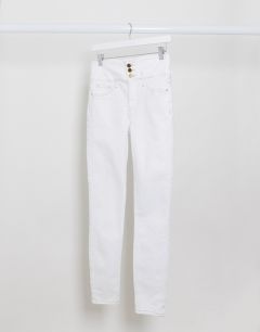 Белые джинсы скинни с завышенной талией и корсетной отделкой River Island-Белый
