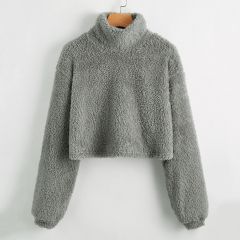 Плюшевый пуловер с воротником-стойкой