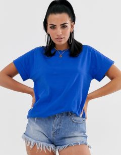 Синяя oversize-футболка бойфренда с отворотами на рукавах ASOS DESIGN-Синий