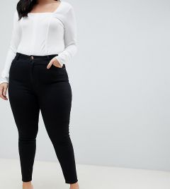 Черные джинсы скинни с завышенной талией ASOS DESIGN Curve-Черный