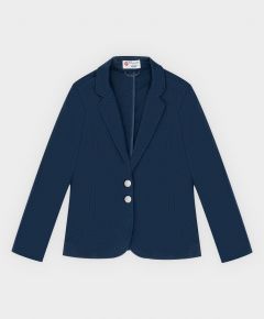 Пиджак из плотного трикотажа укороченный синий Button Blue