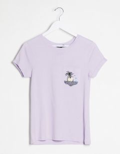 Светло-лавандовая футболка с вышивкой пальмы Brave Soul-Фиолетовый