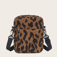 Вельветовая сумка через плечо с леопардовым принтом