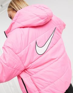 Розовый пуховик с логотипом Nike