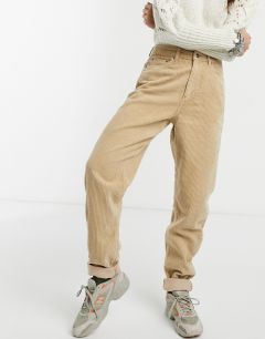 Свободные джинсы в винтажном стиле из бежевого вельвета с завышенной талией ASOS DESIGN-Мульти