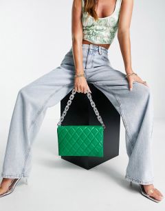 Зеленая сумка через плечо со сменным ремешком и разными вставками ASOS DESIGN-Зеленый цвет