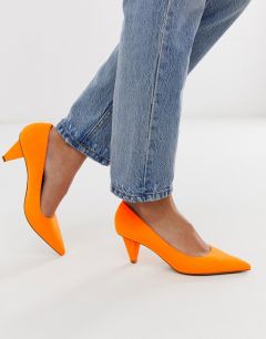 Неоново-оранжевые туфли-лодочки на среднем каблуке ASOS DESIGN - Summary-Оранжевый