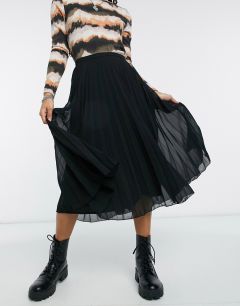 Черная плиссированная юбка миди ASOS DESIGN-Черный
