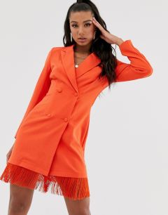Оранжевое платье-блейзер с отделкой бахромой Saint Genies-Оранжевый