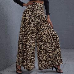 Широкие брюки с высокой талией и леопардовым принтом