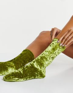 Бархатные носки лаймового цвета Topshop-Зеленый цвет
