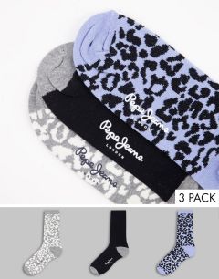 Набор из 3 пар носков с разным леопардовым принтом Pepe Jeans Leona-Серый