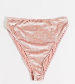 Розовые бархатные плавки бикини с завышенной талией Peek & Beau Fuller Bust-Розовый