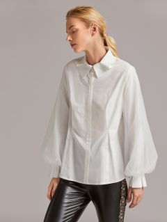 Премиум Плиссированная блуза с рукавами фонарик