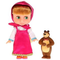Интерактивная кукла Карапуз Маша и Медведь Набор c мишкой, 25 см, 83034S розовый