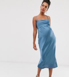 Атласное блестящее платье-комбинация миди со шнуровкой на спине ASOS DESIGN Maternity-Фиолетовый
