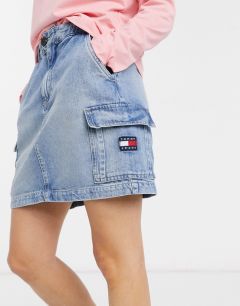 Джинсовая мини-юбка в стиле карго Tommy Jeans-Синий