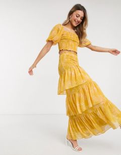 Ярусная юбка макси горчичного цвета от комплекта Forever New-Желтый