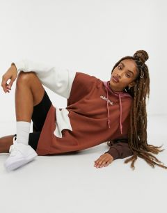 Флисовое платье-худи в стиле oversized с эффектом колор-блок adidas Originals Cosy Comfort-Коричневый