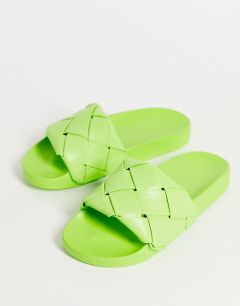 Зеленые шлепанцы с плетеным дизайном ASOS DESIGN Finley-Зеленый цвет