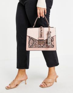 Нежно-розовая сумка через плечо с верхней ручкой и змеиным принтом ALDO Glendaa-Розовый цвет