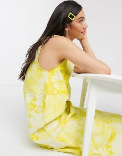 Джинсовое платье миди с мраморным принтом Hosbjerg-Желтый