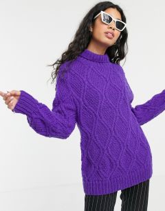 Джемпер ручной вязки в рыбацком стиле People Tree-Фиолетовый