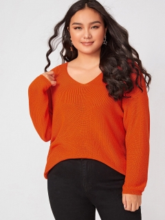 Неоновый оранжевый свитер размера плюс