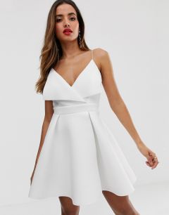 Короткое приталенное платье с отворотом ASOS DESIGN-Белый