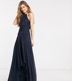 Платье макси с присборенным лифом и многослойной юбкой ASOS DESIGN Tall Bridesmaid-Темно-синий