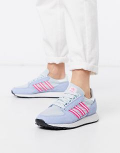 Голубые кроссовки с розовыми полосами adidas Originals Forest Grove-Синий