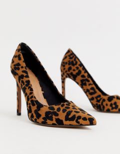 Туфли-лодочки на высоком каблуке, с острым носком и с леопардовым принтом ASOS DESIGN - Porto-Мульти