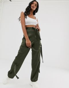 Армейские брюки с ремешками ASOS DESIGN-Зеленый