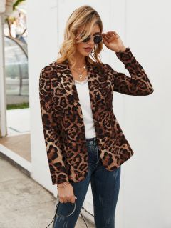 Леопардовый пиджак с пуговицей