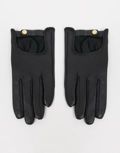 Черные кожаные перчатки для сенсорных экранов ASOS DESIGN-Черный