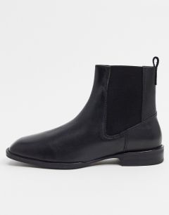 Черные кожаные ботинки челси ASOS DESIGN-Черный