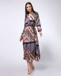 Платье, р. 46, цвет бежевый/фиолетовый