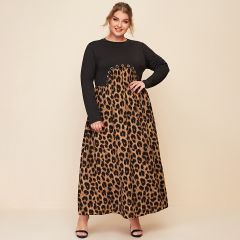 Оригинальное платье размера плюс с леопардовым принтом