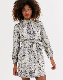 Платье мини со змеиным принтом Zibi London-Серый