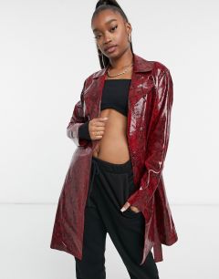 Удлиненная куртка из искусственной кожи с рисунком под королевскую кобру Blank NYC-Красный