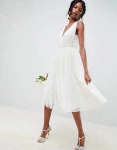 Платье миди с пайетками ASOS EDITION wedding-Белый