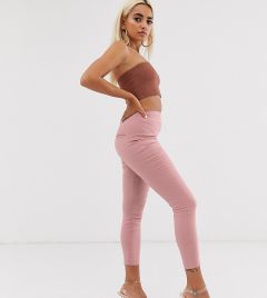 Розовые брюки скинни с завышенной талией ASOS DESIGN Petite-Розовый цвет