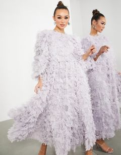 Сиреневое oversized-платье мидакси из фактурной сетки ASOS EDITION-Фиолетовый цвет