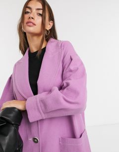 Длинное пальто лавандового цвета с присборенными рукавами Palones-Фиолетовый
