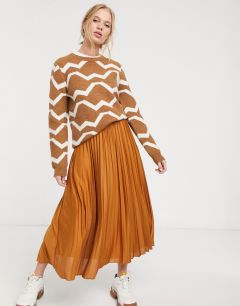Плиссированная юбка миди карамельного цвета ASOS DESIGN-Мульти