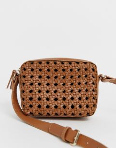 Плетеная кожаная сумка ASOS DESIGN-Коричневый