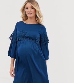 Платье мини для беременных с кружевной отделкой Mamalicious-Синий