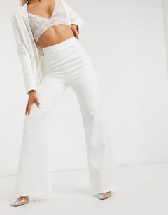 Белые расклешенные строгие брюки Club L London-Белый